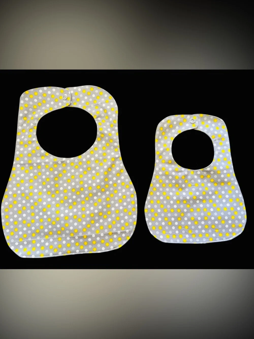 Baby Bib Set - Yellow & Gray Polka Dot Kids Bibs